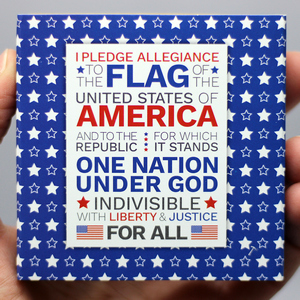 SilverTowne Natural Kraft Paper Gift Box with Pledge of Allegiance Blue Star Box Sleeve